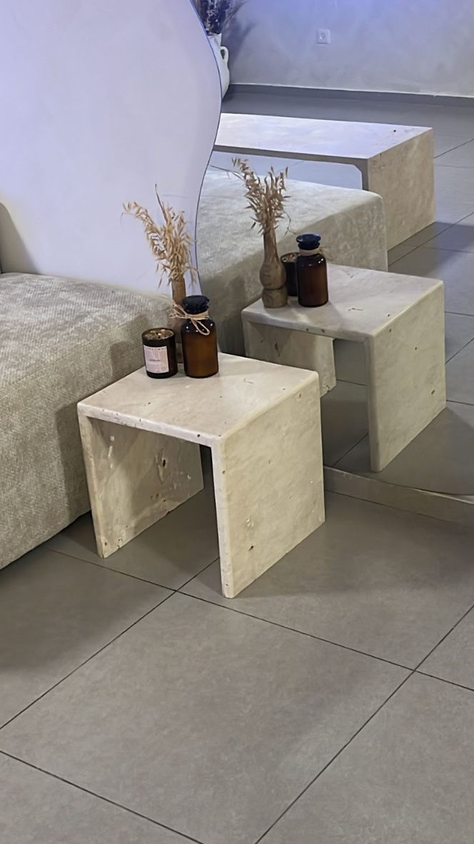 שידת צד "אלונה" – שיש טרוורטין